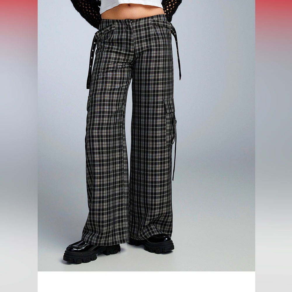 The Ragged Priest wide-leg checkered pants NWT